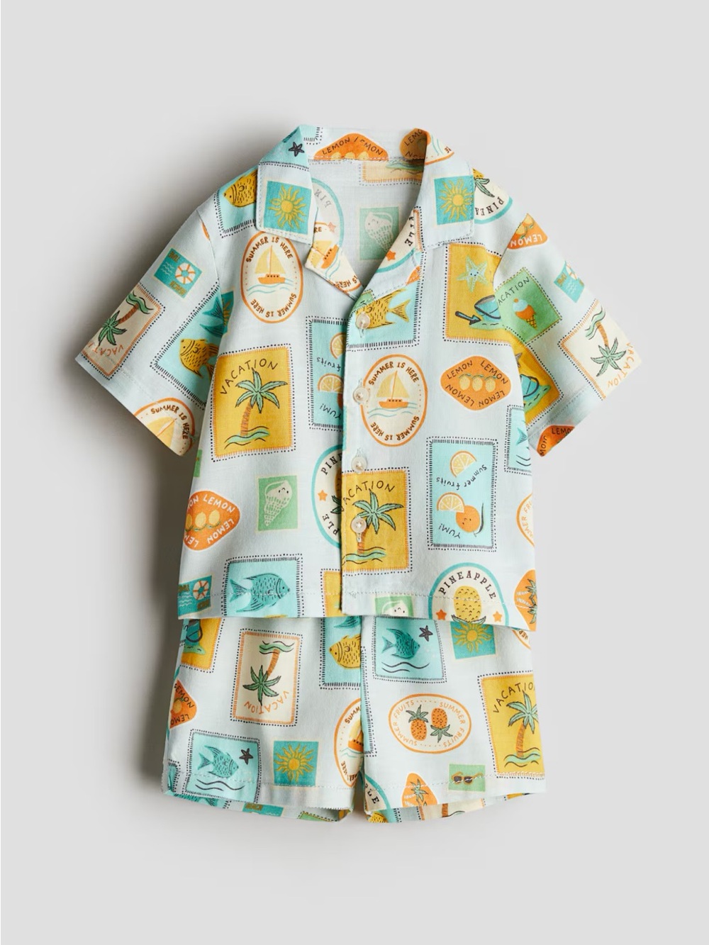 H&M Light Blue and Yellow Tropical Kids Matching Set